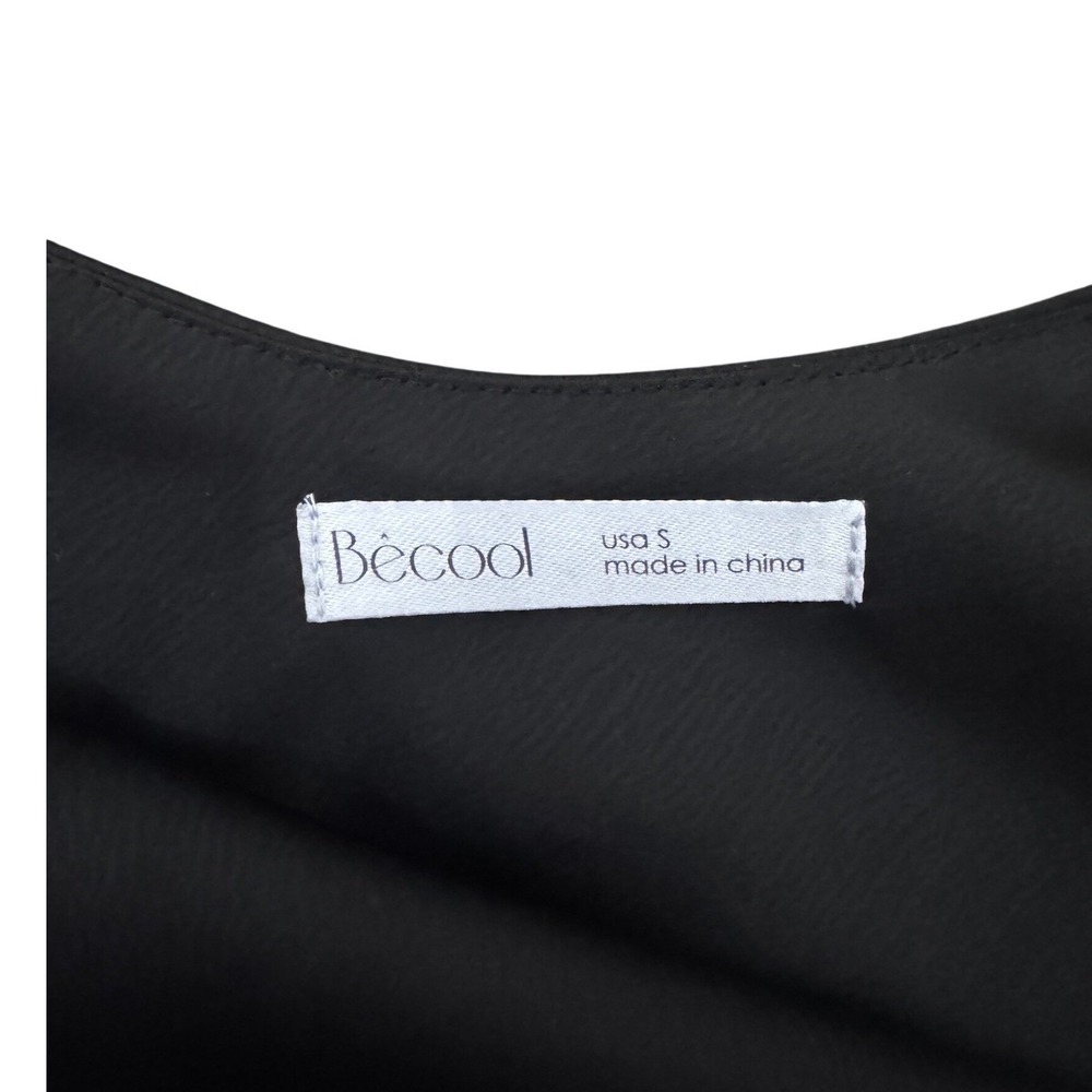 Becool Black Cowl Neck Satin Midi Slip Dress Small Sleeveless - Picture 3 of 7